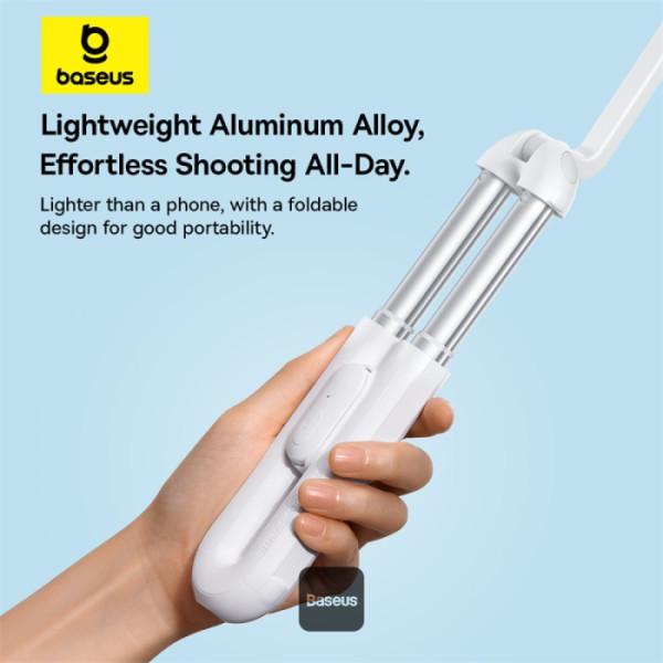 Baseus TechShot Dual-Support Magnetic & Clamping Selfie Stick Tripod with Bluetooth Remote - White
