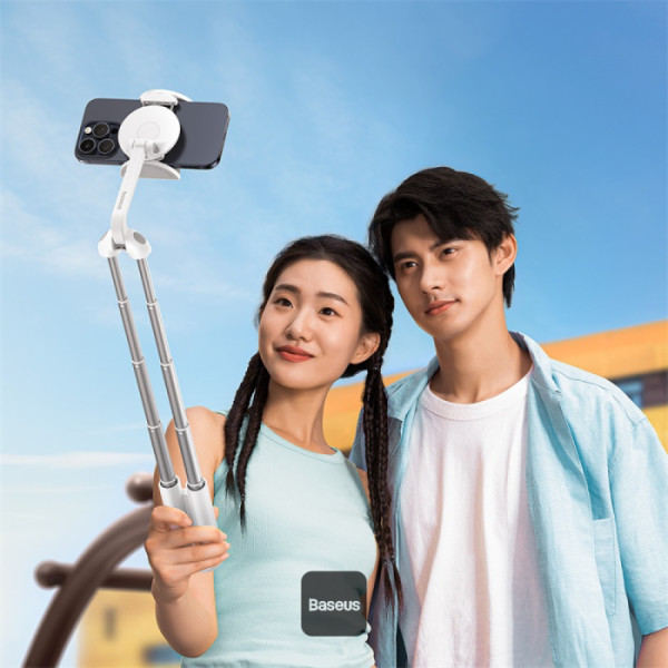 Baseus TechShot Dual-Support Magnetic & Clamping Selfie Stick Tripod with Bluetooth Remote - White