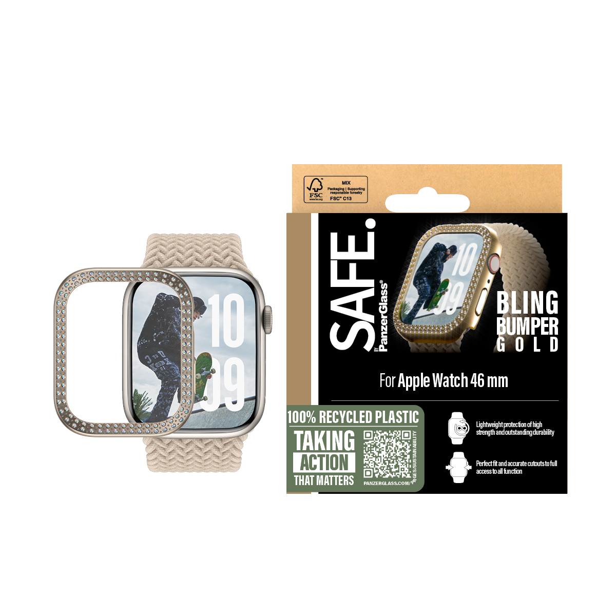 PanzerGlass® Screen Protector Bling Bumper Apple Watch - 46mm '24 - Gold
