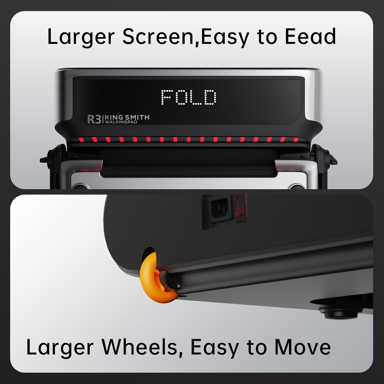 King Smith Folded Treadmill R3 Hybrid + With Max. Speed 12km/h, With Side Armrest With 1HP Brushless Motor - Black
