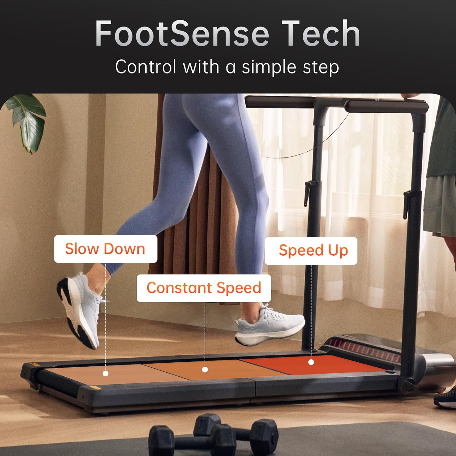 King Smith Folded Treadmill R3 Hybrid + With Max. Speed 12km/h, With Side Armrest With 1HP Brushless Motor - Black