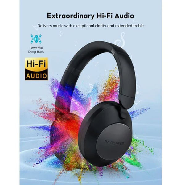 RAVPower RP-BH1019 Quiet Comfort Wireless Over-Ear Headphones Black