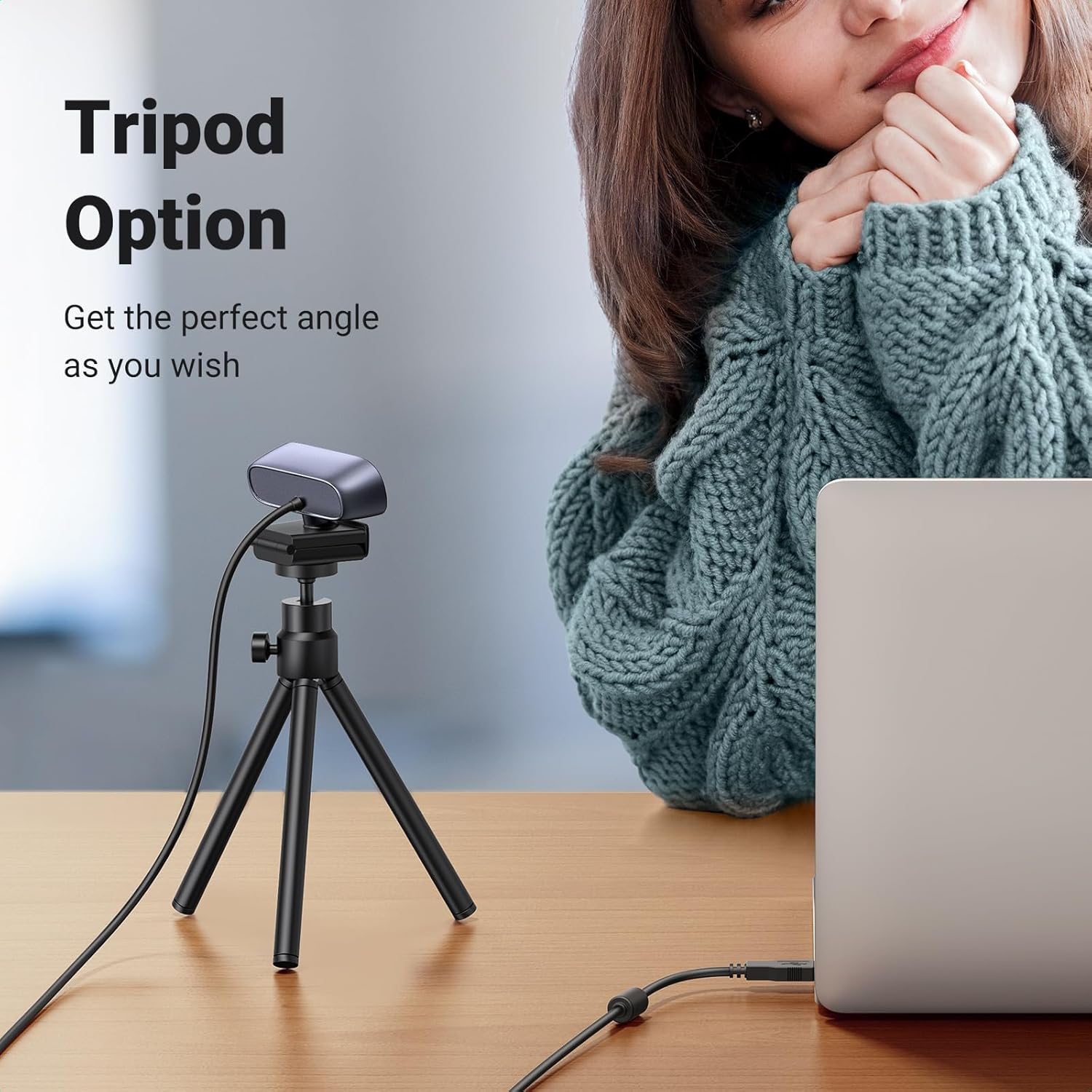 UGreen Webcam 2K 30FPS Full HD USB PC Camera Two Built-in Micro Noise Cancellation 360 Degree Rotation Plug Play Windows macOS Linux