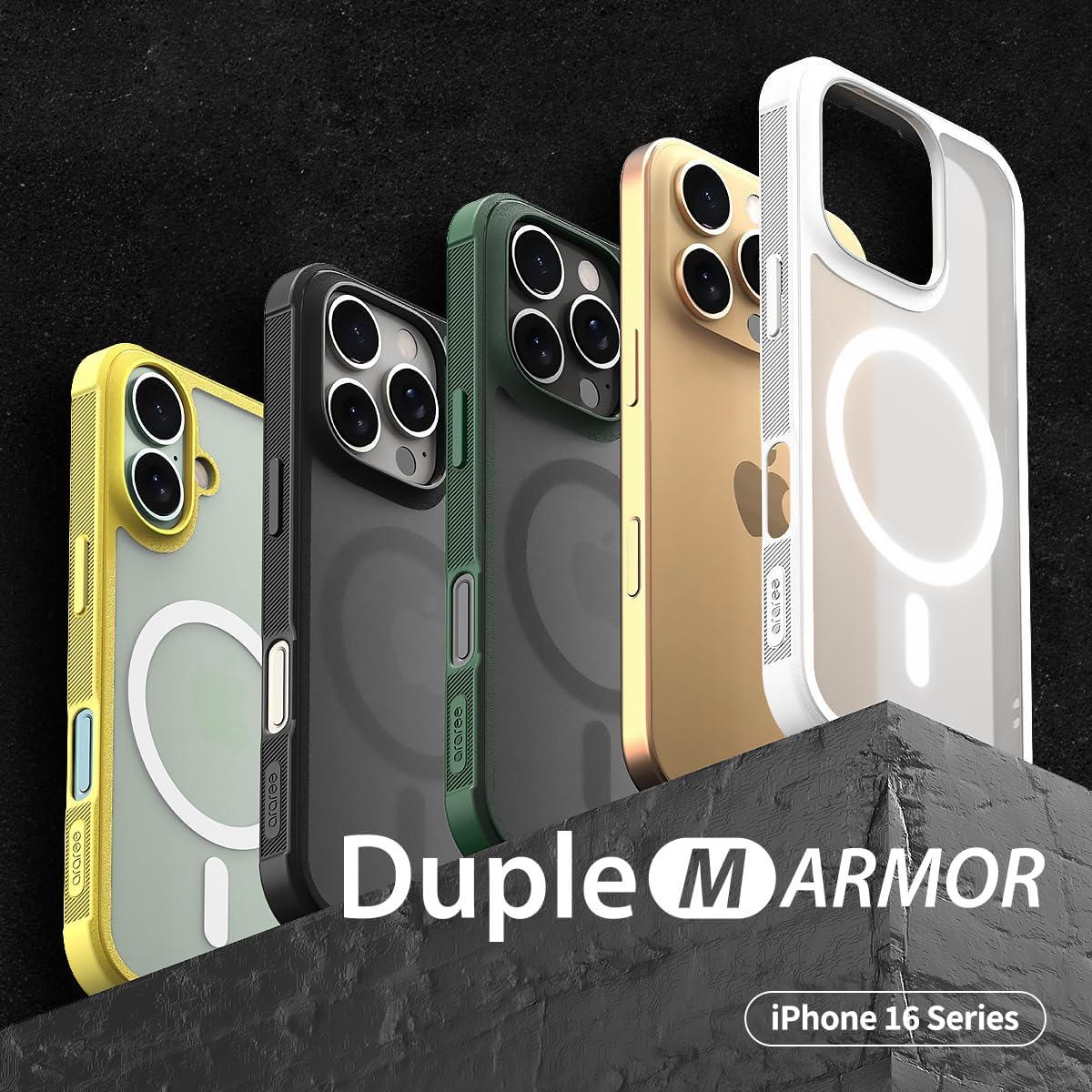 Arareee Duple MagSafe Armor Slim Case For iPhone 16 Pro Max - Green