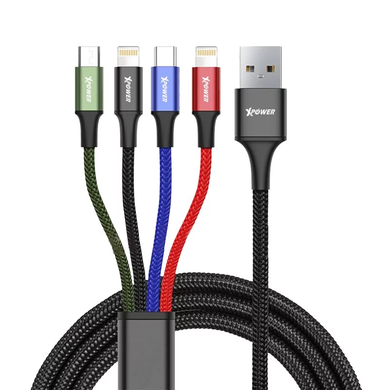 Xpower 4-in-1 Cable 2M USB-A - Black