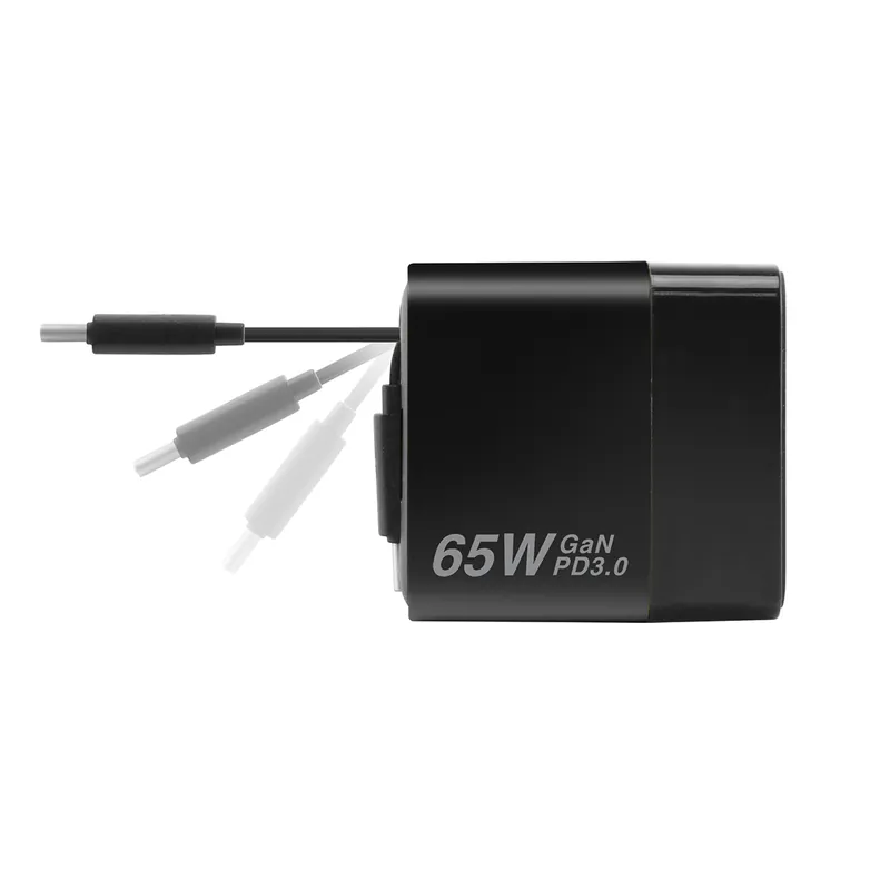 XPower GX65B 3-in-1 65W GaN PD Desktop Charger 2 Port Type-C cable - Black