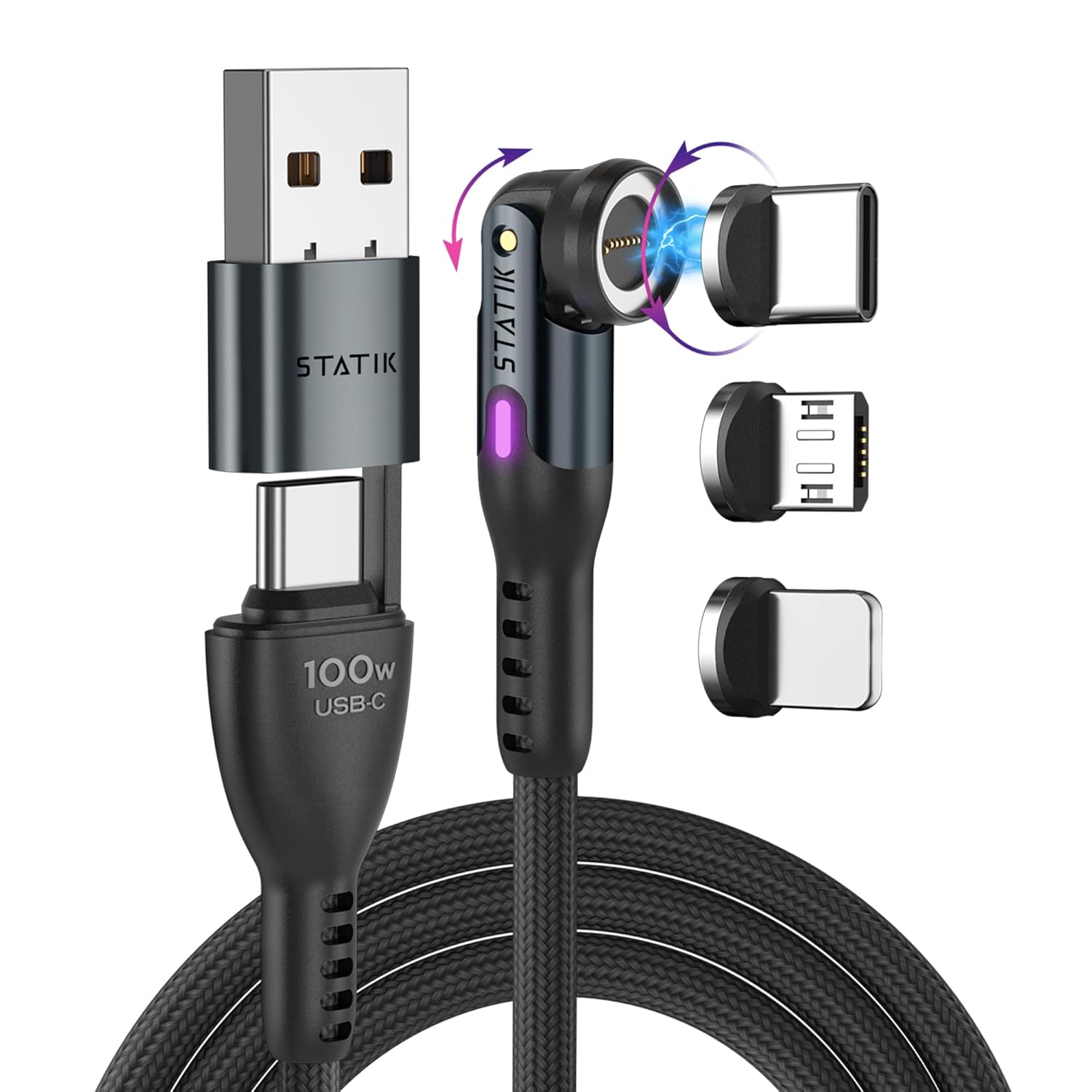 Statik 360 Pro 2.0 Magnetic Tip USB-C Cable - 6FT