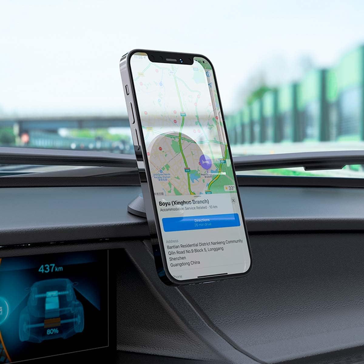 Hoco CA79 League Magnetic Car Mount (Center Console), Fits 4.5 to 7 inch Mobile Phones, Black