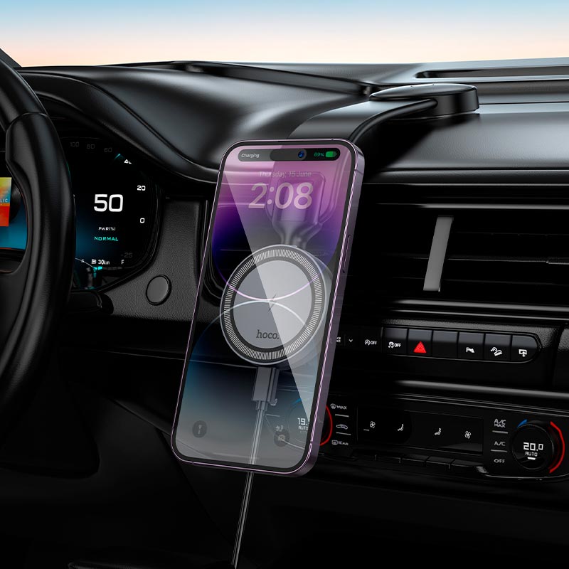 HOCO Car Holder Totem Ring Magnetic Wireless Fast Charging - HW29