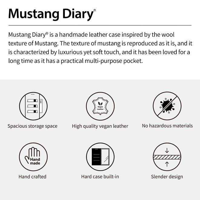 Araree Mustang Diary Wallet Case Samsung for Galaxy S24 Ultra - Ash Blue