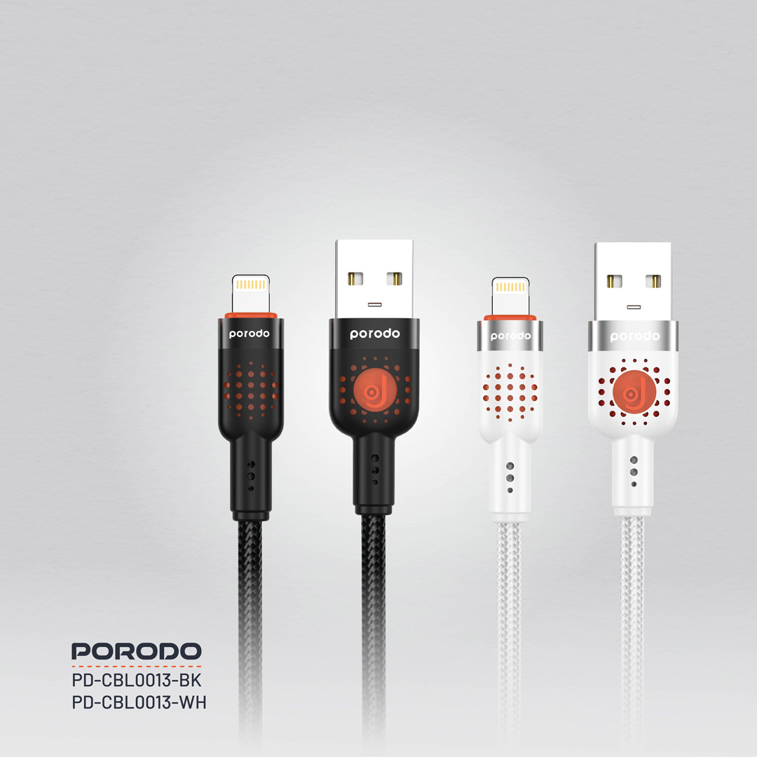 Porodo Braided Cable USB-A to Lightning - Black
