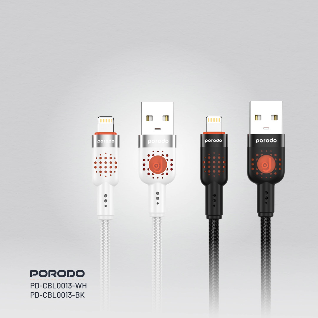 Porodo Braided Cable USB-A to Lightning - White