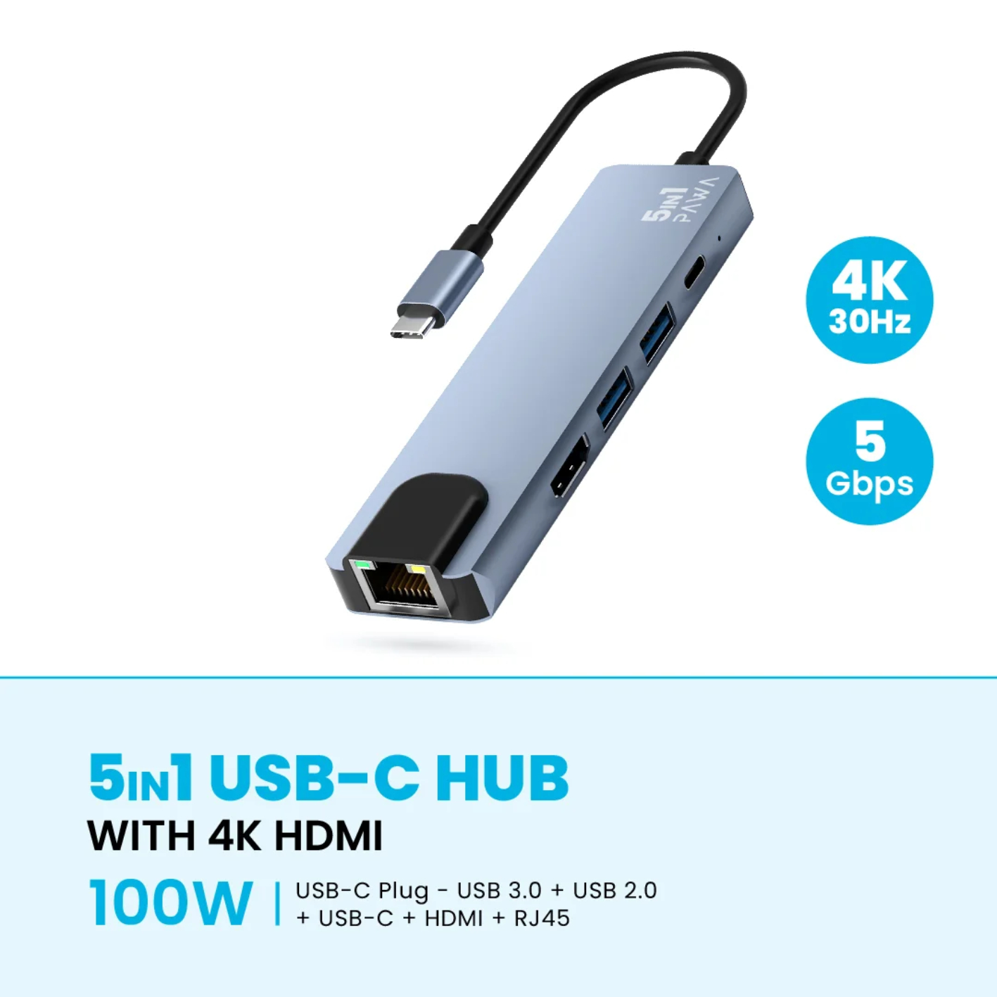 PAWA 5 in 1 USB-C HUB With 4K HDMI