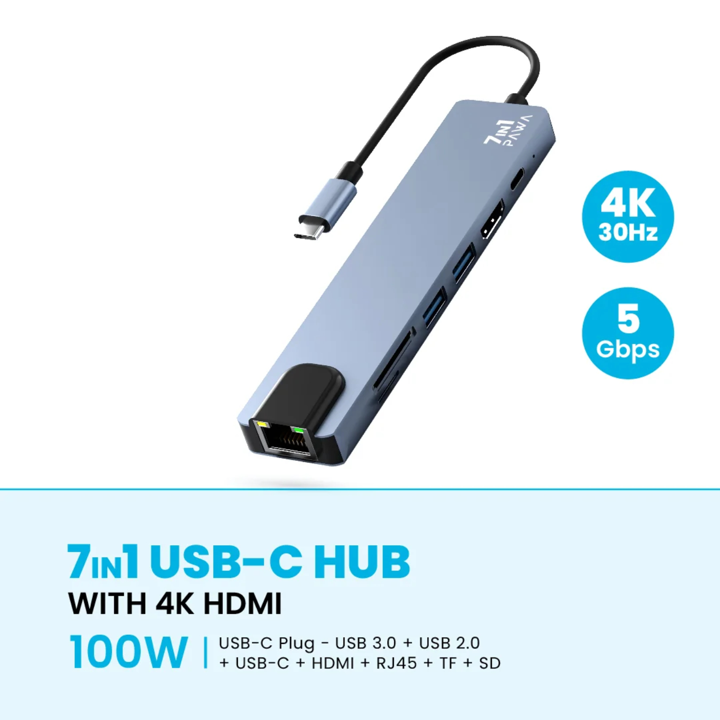 PAWA 7-in-1 USB-C Hub With 4k HDMI