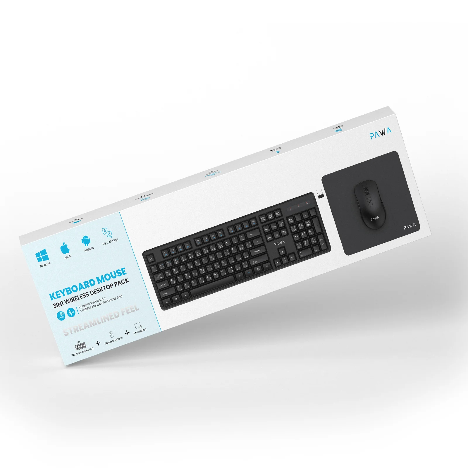 PAWA Keyboard & Mouse 3-in-1 Wireless Desktop Pack