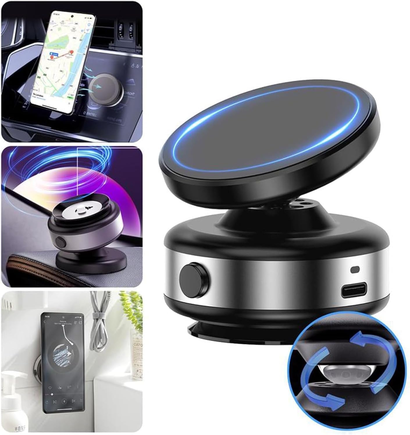 Sky Vacuum Suction Phone Holder Mobile Phone Holder - Black