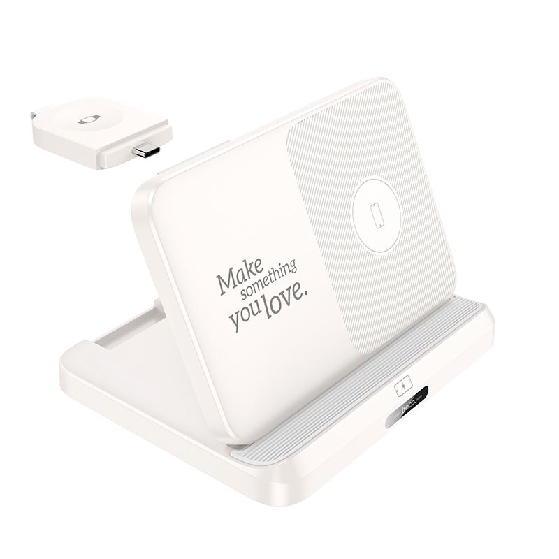 Hoco 3in1 Wireless Charging Foldable Desktop Stand CQ7 - White
