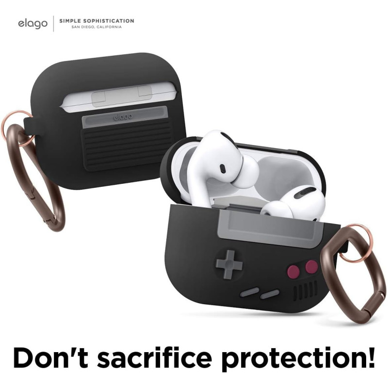 Elago AW5 AirPods Pro Case, Classic Handheld Game Console Design Case With Keychain for AirPods Pro - Black