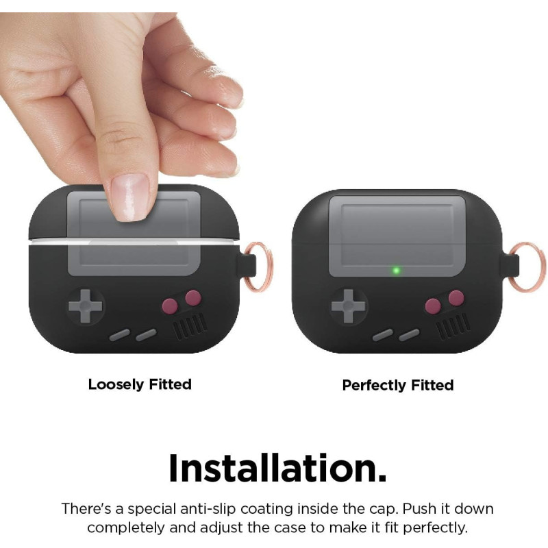 Elago AW5 AirPods Pro Case, Classic Handheld Game Console Design Case With Keychain for AirPods Pro - Black