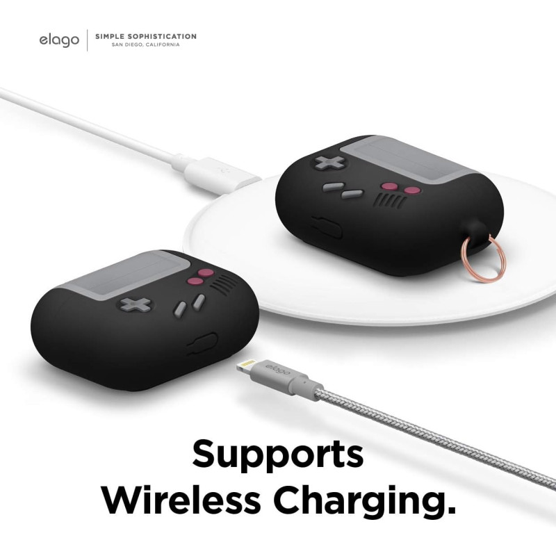 Elago AW5 AirPods Pro Case, Classic Handheld Game Console Design Case With Keychain for AirPods Pro - Black