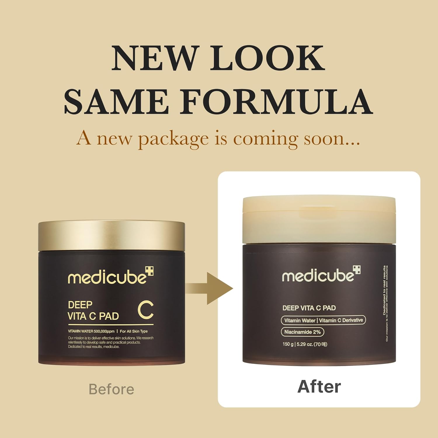 Medicube Deep Vita C Pad I Wiping care for Dark Spots & Pigmentation concerned areas | Infused with 7-day dark spot ampoule | 500,000PPM of vitamin water & 3 types of vitamin | (70 sheets)