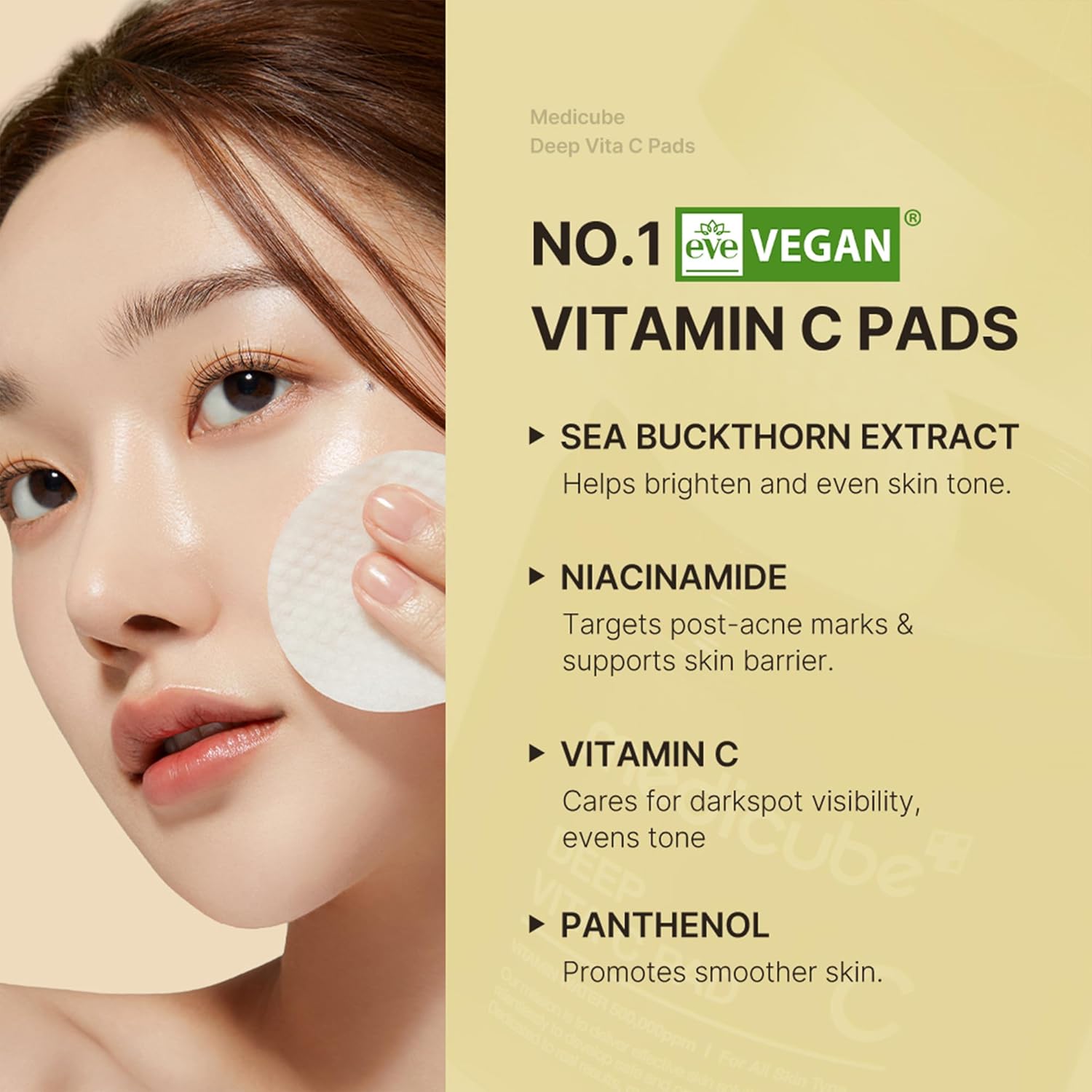 Medicube Deep Vita C Pad I Wiping care for Dark Spots & Pigmentation concerned areas | Infused with 7-day dark spot ampoule | 500,000PPM of vitamin water & 3 types of vitamin | (70 sheets)