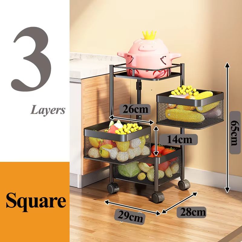Miralux Square Fruit Basket 3 Layer