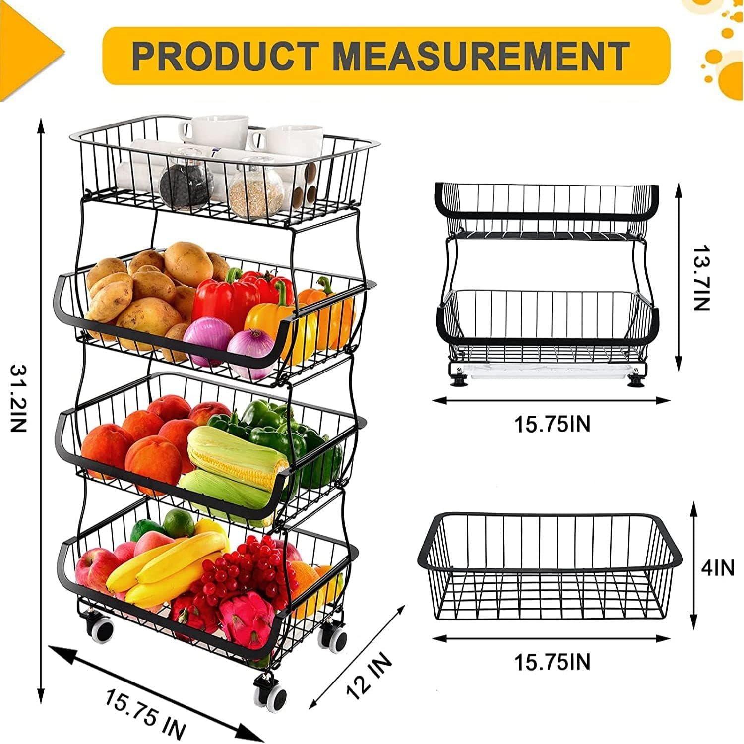 Miralux Fruit Basket 4-layer