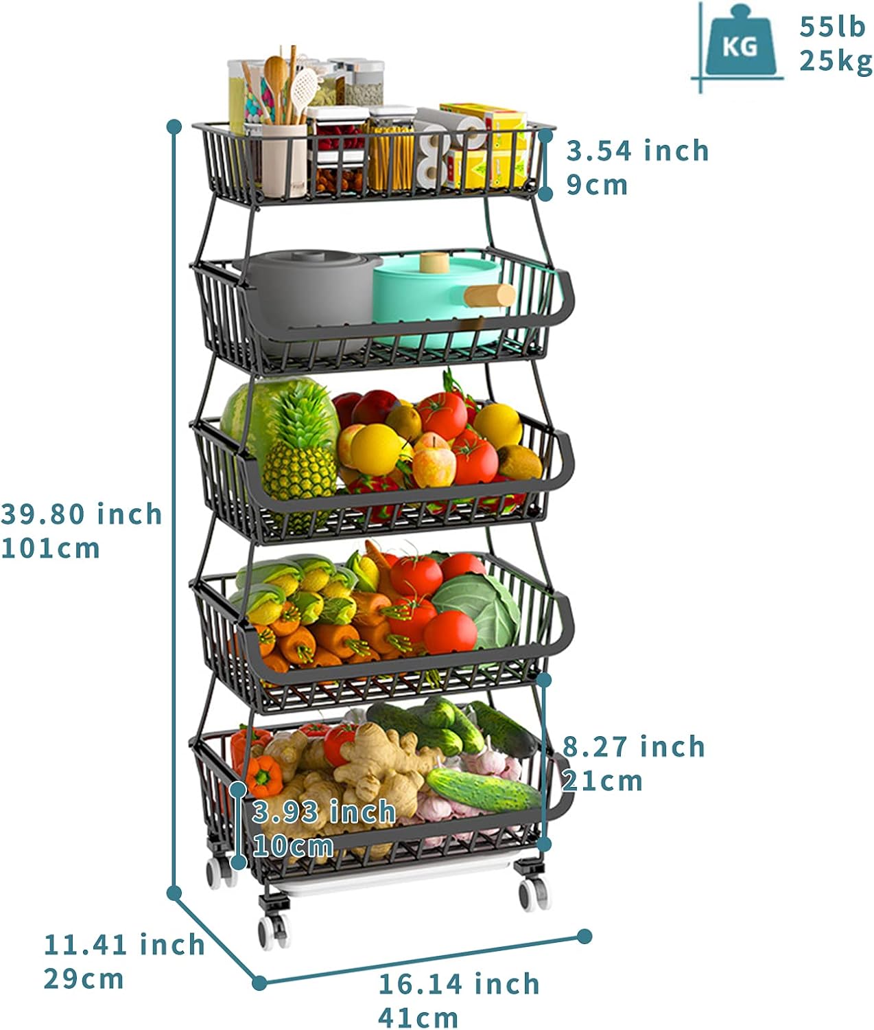 Miralux Fruit Basket 5-layer