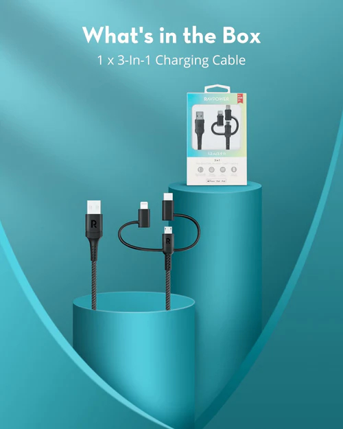 RAVPower RP-CB1033 3 in 1 cable Black Global- 1M
