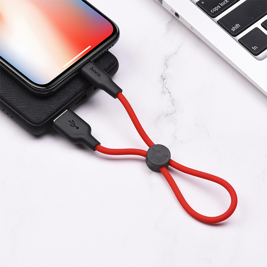Hoco X21 Plus Silicone Charging Cable for Lightning (L=0.25m) - Black&Red