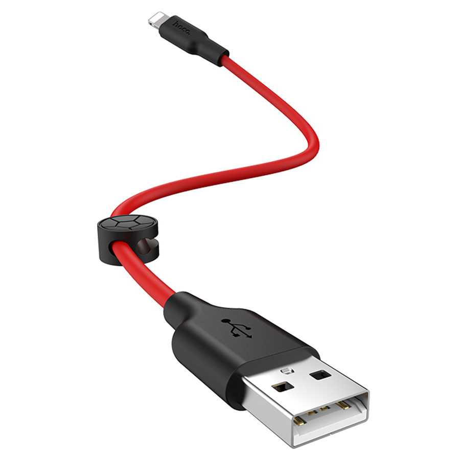 Hoco X21 Plus Silicone Charging Cable for Lightning (L=0.25m) - Black&Red