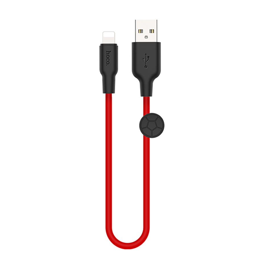 Hoco X21 Plus Silicone Charging Cable for Lightning (L=0.25m) - Black&Red