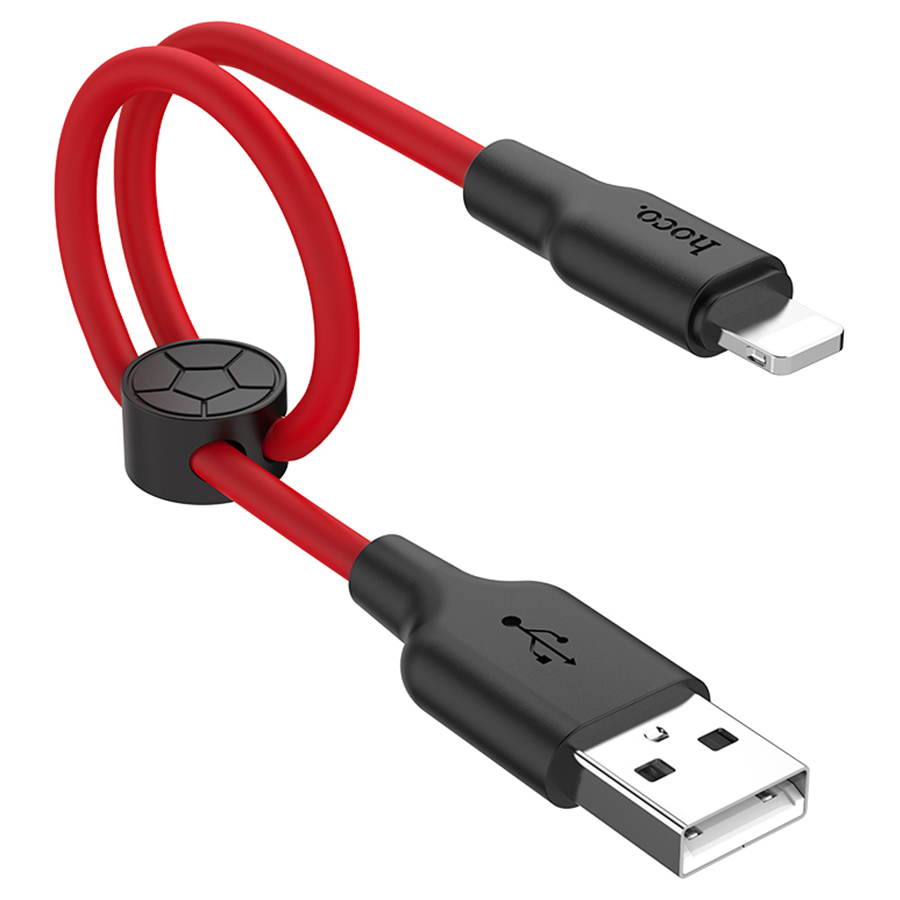 Hoco X21 Plus Silicone Charging Cable for Lightning (L=0.25m) - Black&Red