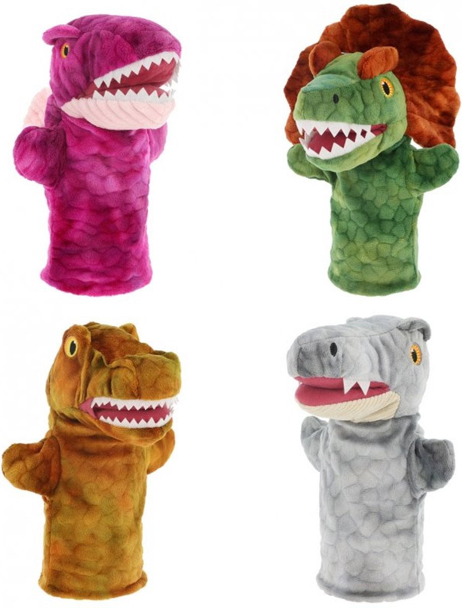 Keel Toys Keel Eco - 4 Plush Hand Puppets - Dinosaurs - 27 cm