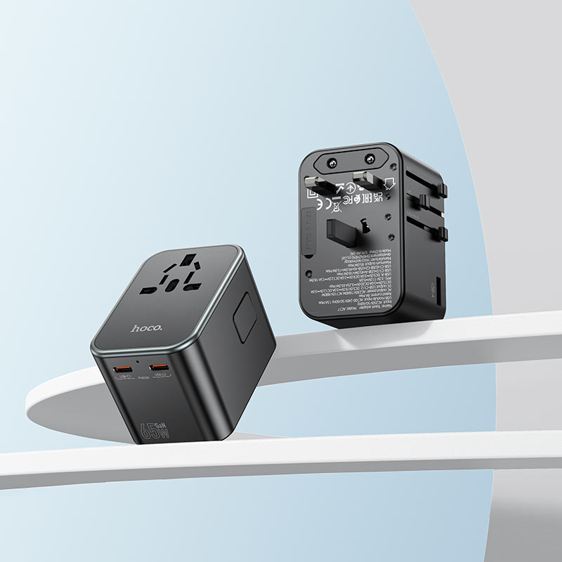 Hoco AC17 Supporter Three-port PD65W(2C1A) Universal Conversion Charger - Black
