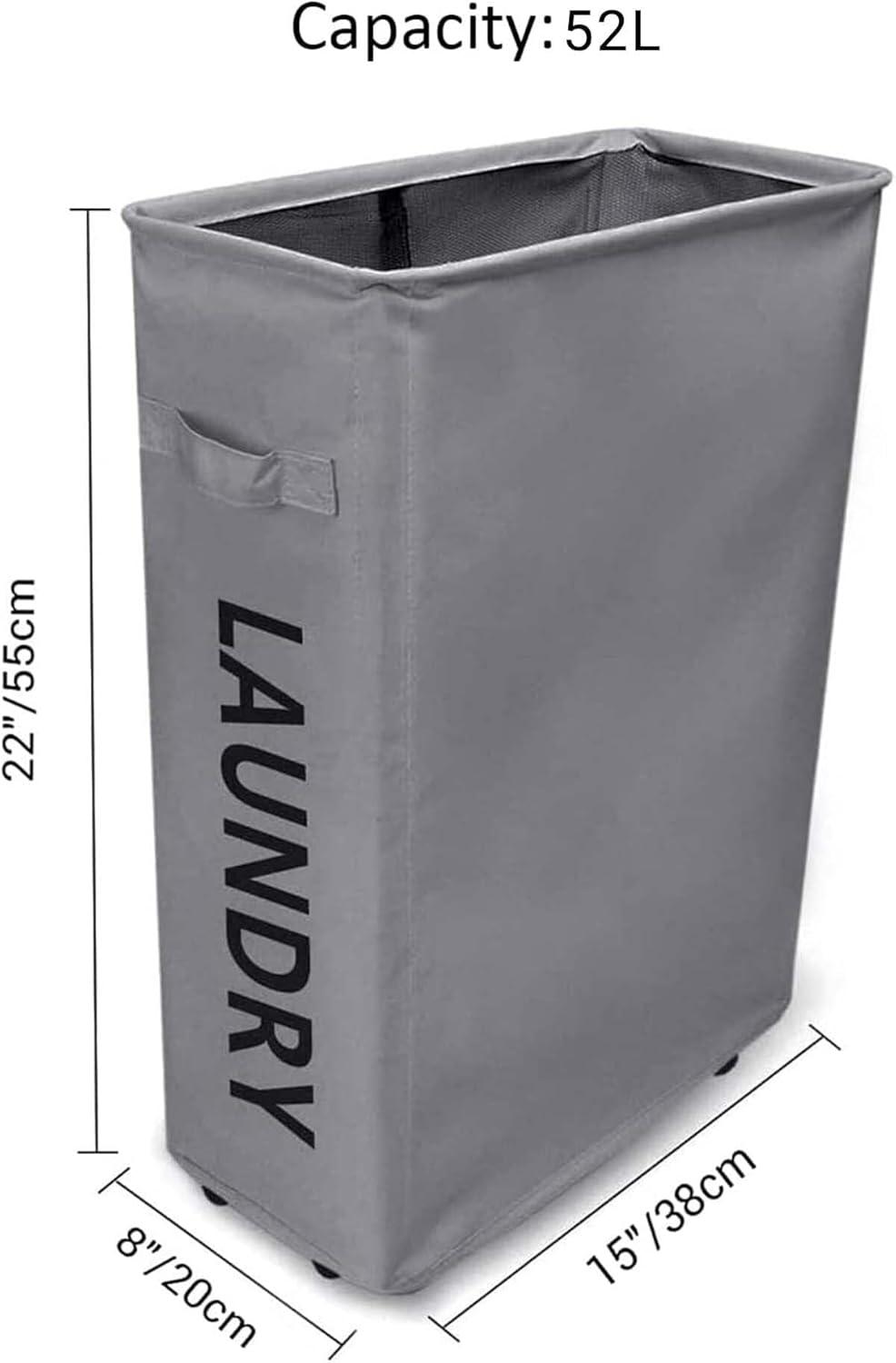 SkyKey Foldable Rolling 52 Litre Laundry Basket with Stand - Grey