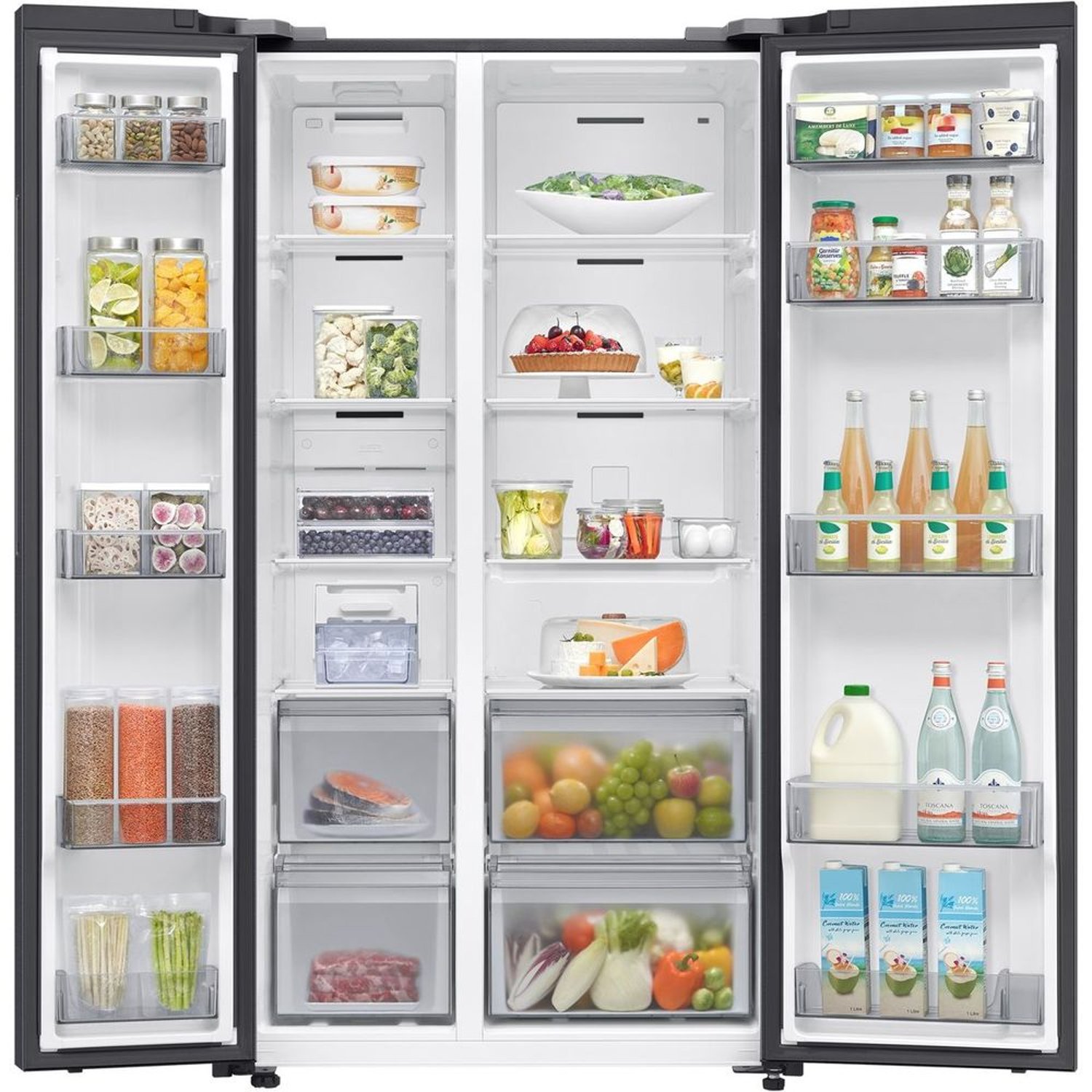 Samsung Side By Side Refrigerator 418L Black &ndash; RS70F65QDFKW