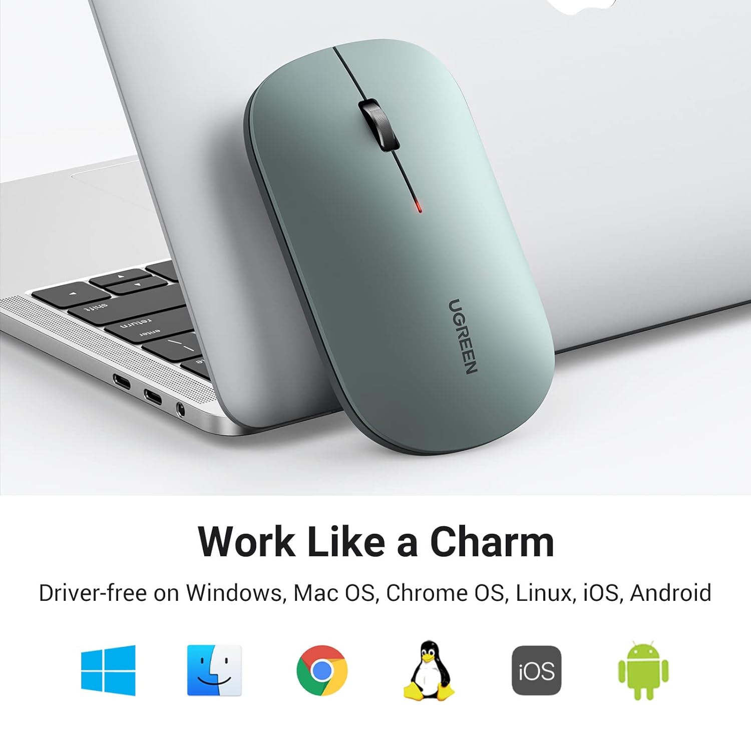 UGREEN 90372 Portable Wireless Mouse (Green) MU001