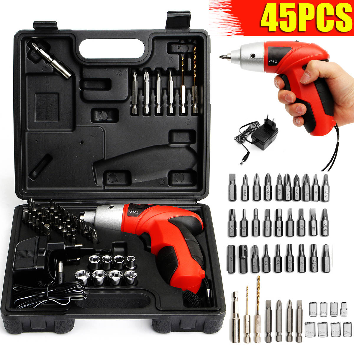 45pcs Set Cordless Electric Screwdriver