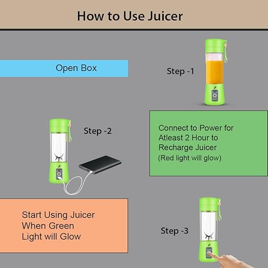 Portable & Rechargeable Battery Juicer Blender  - Hm-03