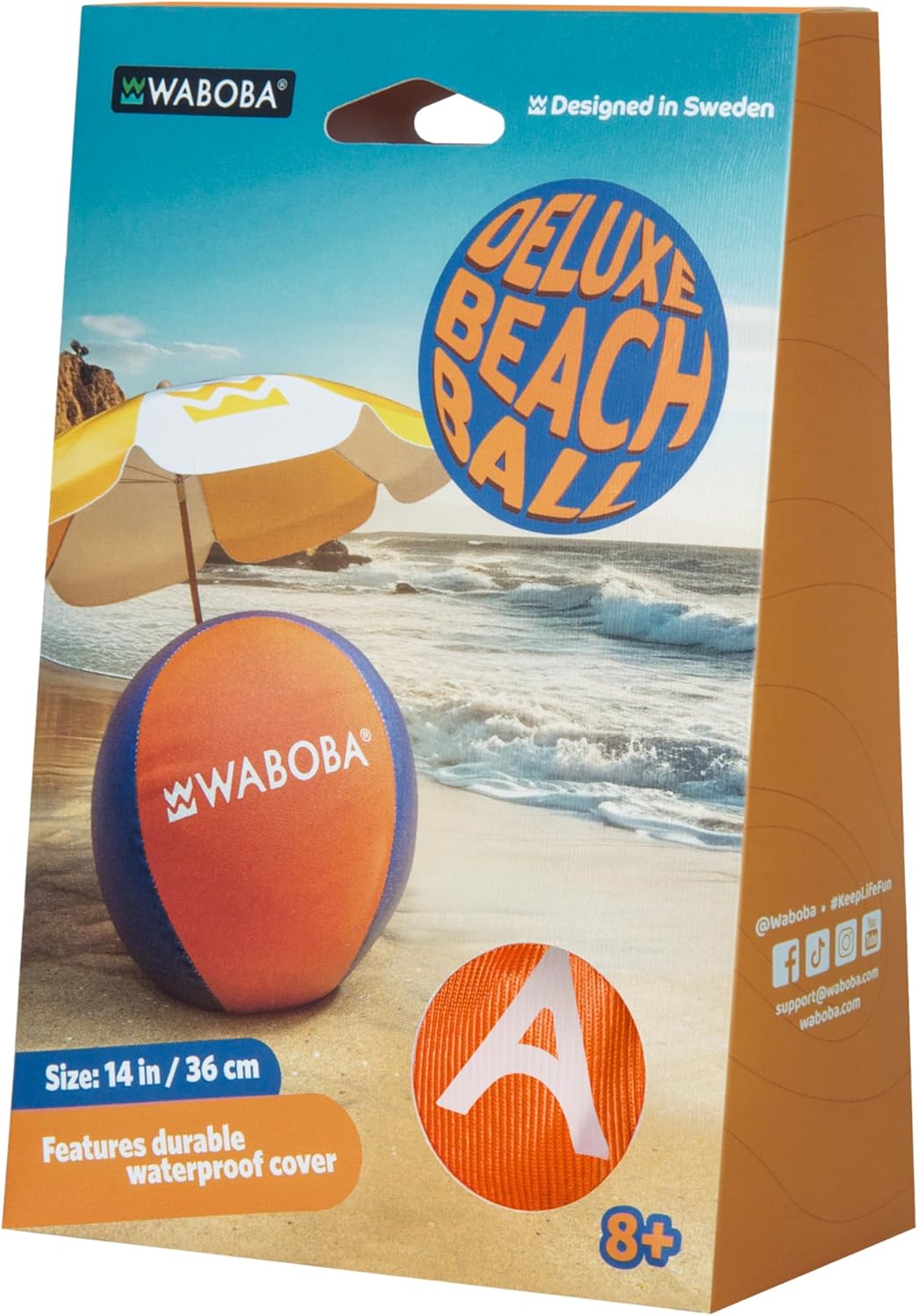 Waboba Beach Ball XL - Inflatable Beach Ball 90 cm - Sustainable PVC - Family and Adults