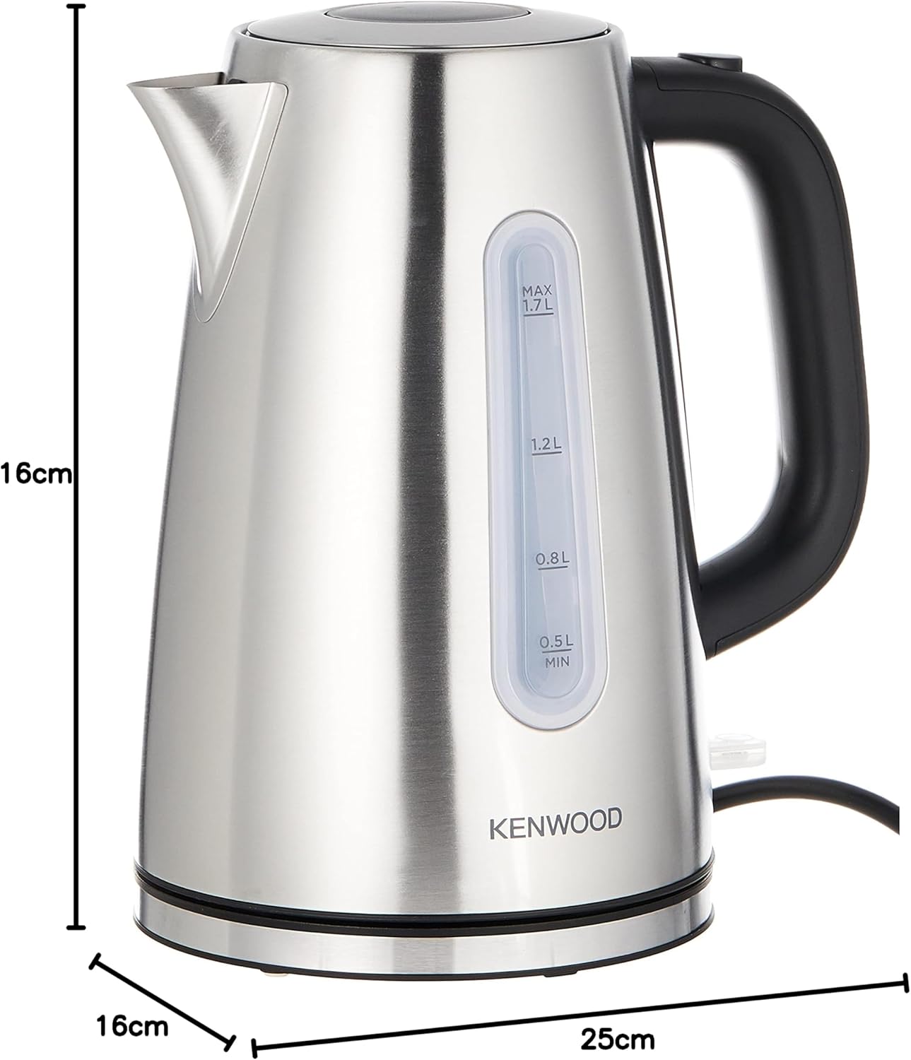 Kenwood Stainless Steel Kettle 1.7L Cordless Electric Kettle 3000W With Auto Shut-Off & Removable Mesh Filter Zjm11.000Ss Silver/Black