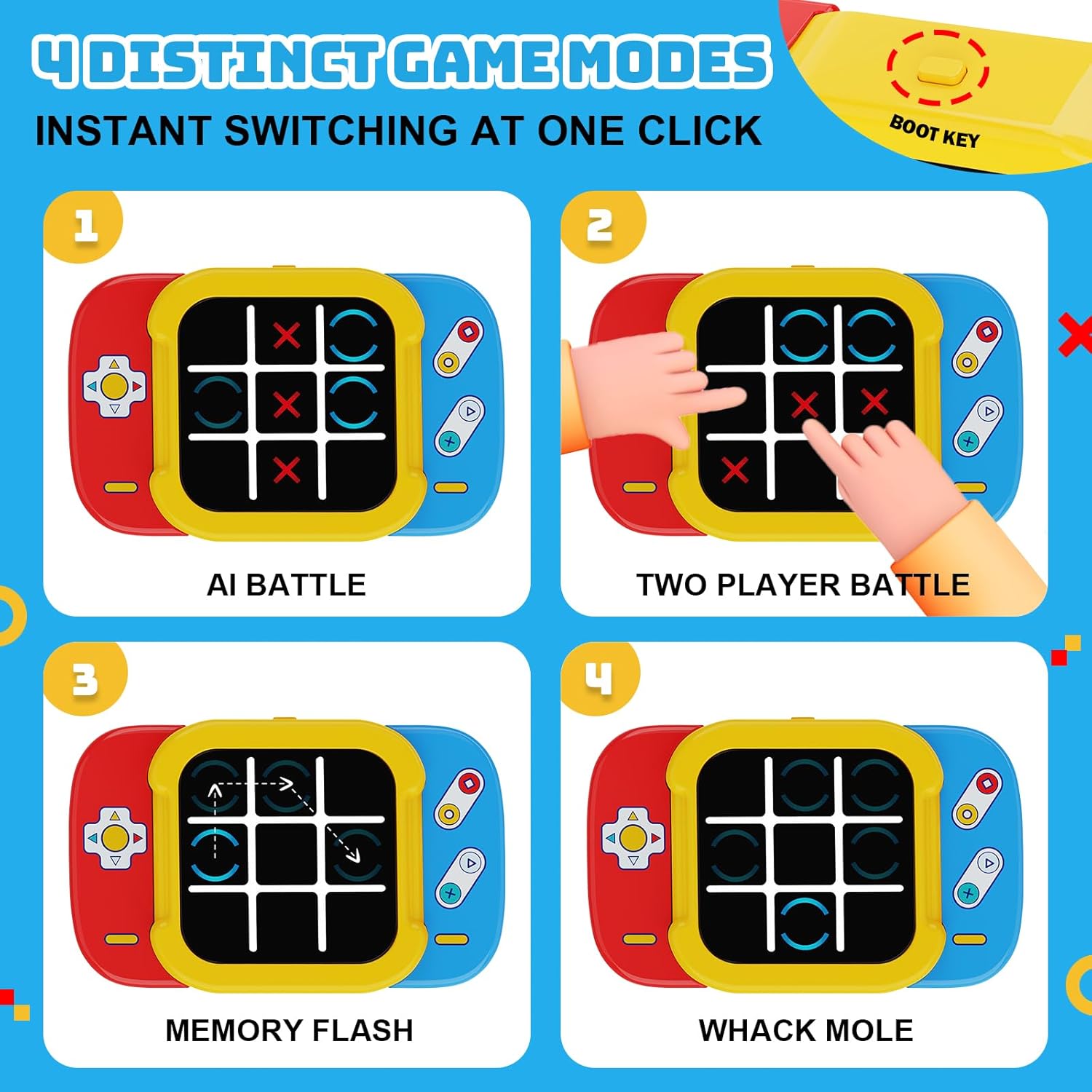 Tic Tac Toe Game, 5-in-1 Digital Tic Tac Toe Electronic Game for Kids