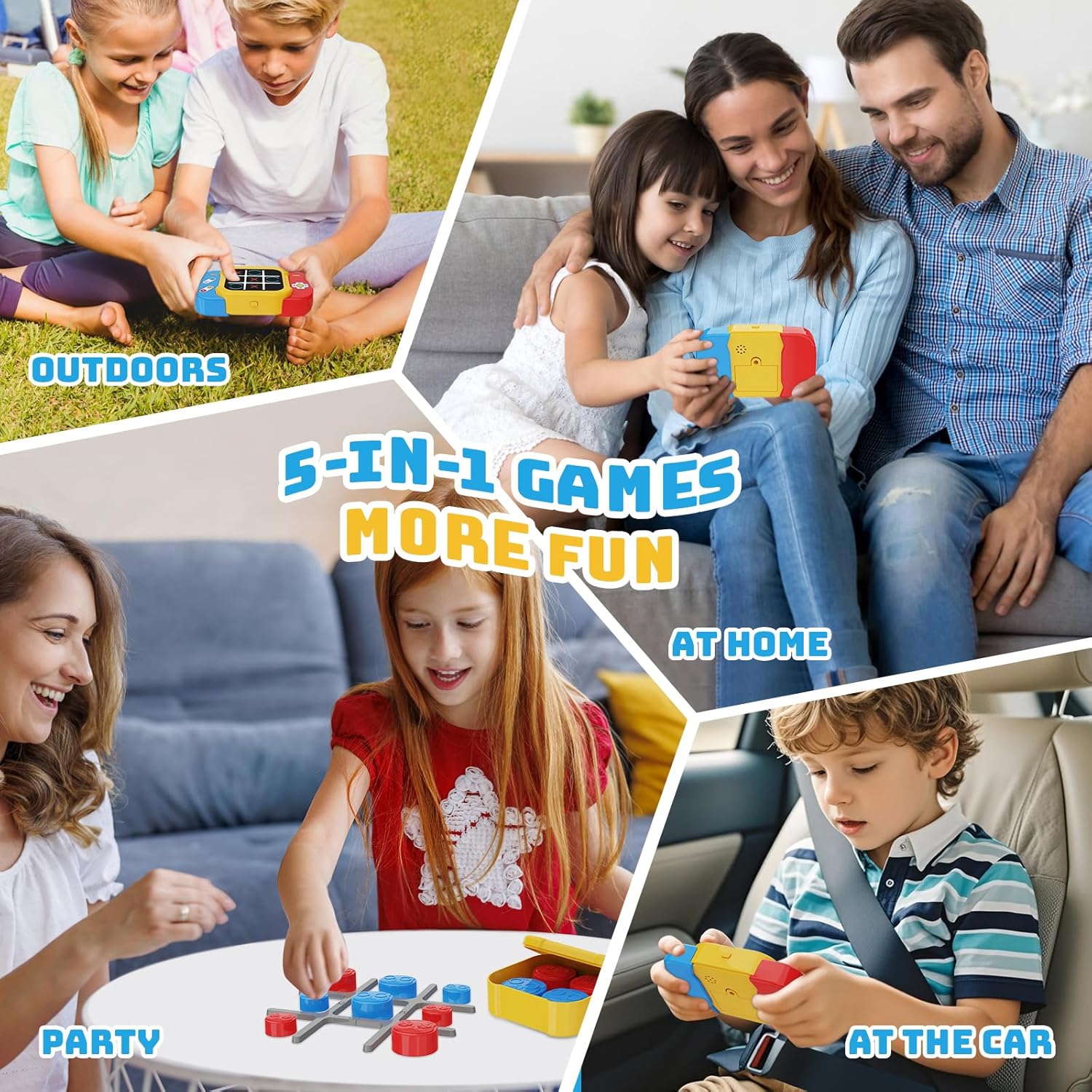 Tic Tac Toe Game, 5-in-1 Digital Tic Tac Toe Electronic Game for Kids