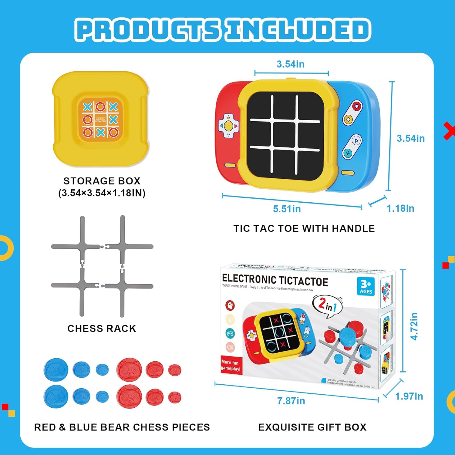 Tic Tac Toe Game, 5-in-1 Digital Tic Tac Toe Electronic Game for Kids