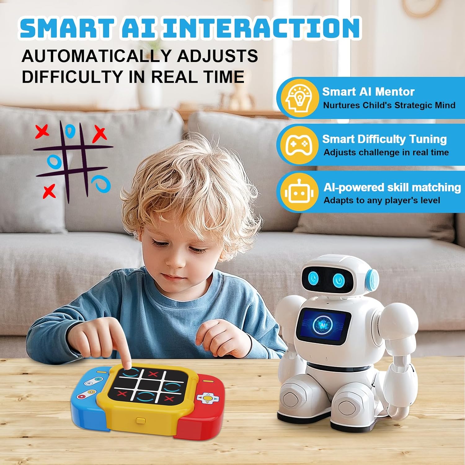 Tic Tac Toe Game, 5-in-1 Digital Tic Tac Toe Electronic Game for Kids