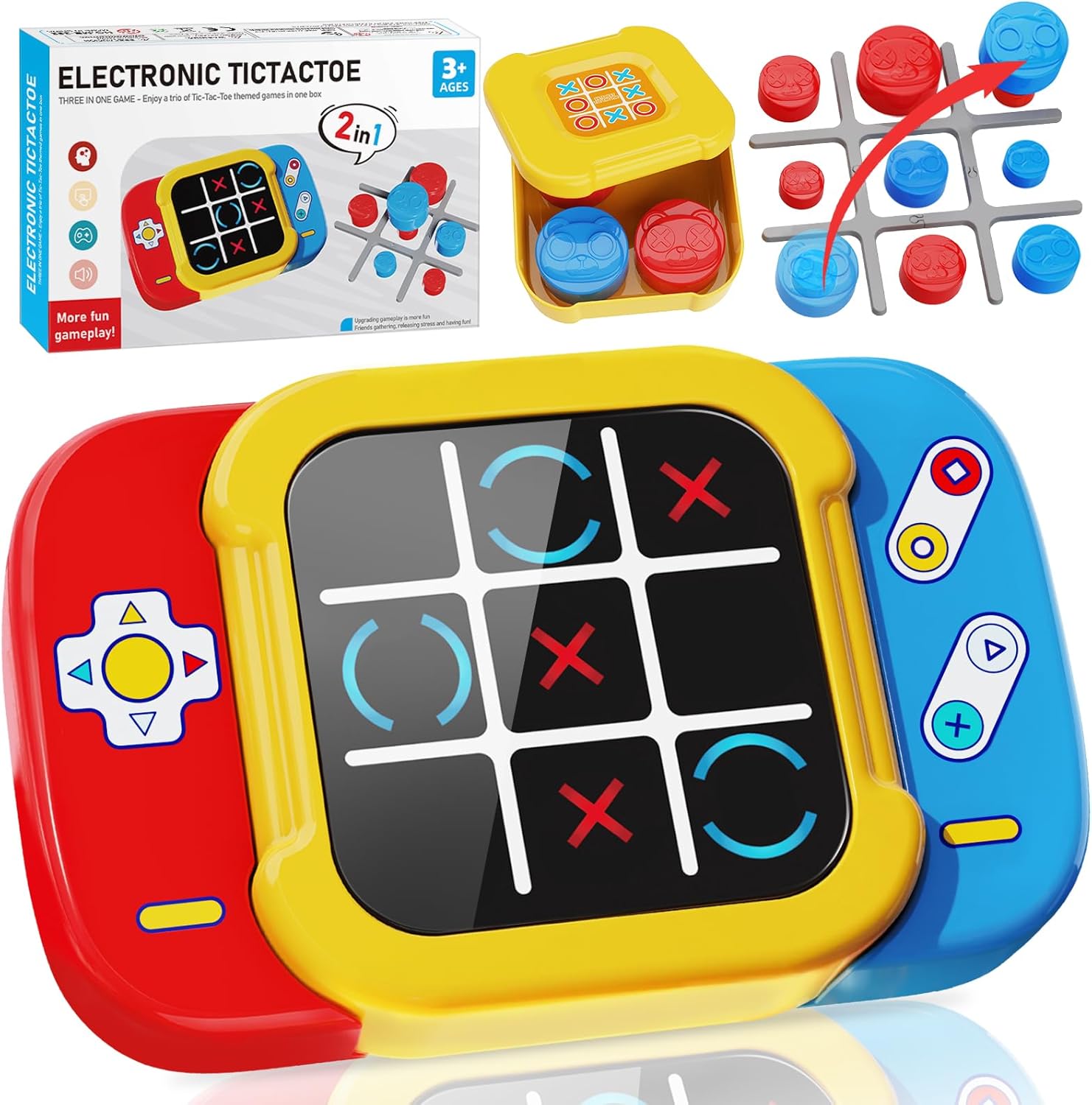 Tic Tac Toe Game, 5-in-1 Digital Tic Tac Toe Electronic Game for Kids