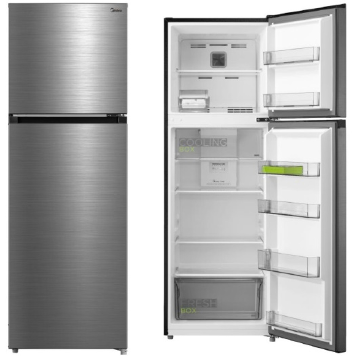 Midea Top Mount Freezer Refrigerator 385 Liters 13.6 CFT, Silver - MDRT385MTE46AE