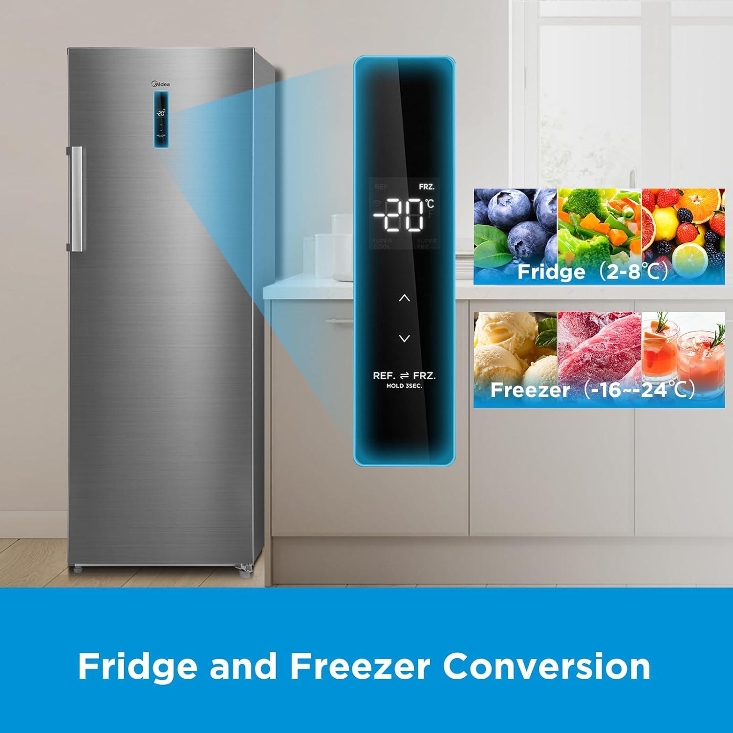 Midea 333L Convertible Frost-Free Upright Freezer